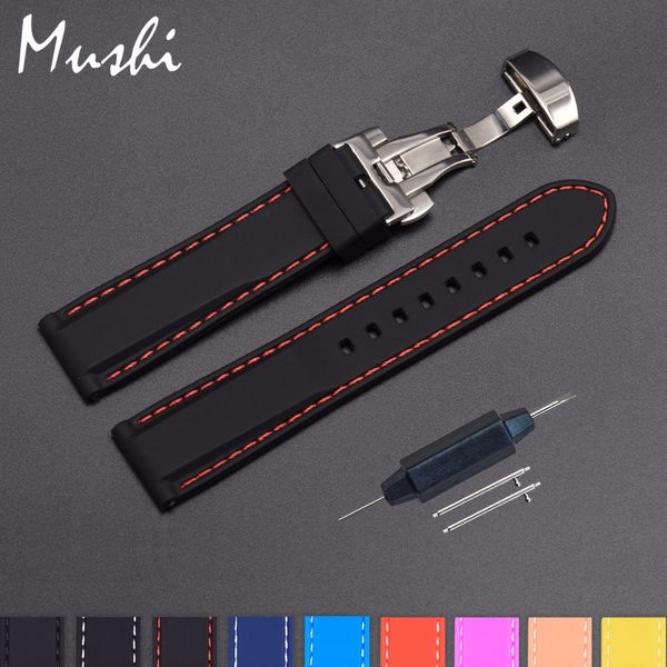 silicone watch strap rubber wrist watch bracelet with stainless steel butterfly buckle clasp 18mm 20mm 22mm 24mm strap, Black;brown
silicone watch strap rubber wrist watch bracelet with stainless steel butterfly buckle clasp 18mm 20mm 22mm 24mm strap, Black;brown