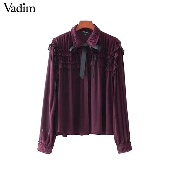 vadim women sweet ruffled chiffon shirts bow tie neck transparent pleated long sleeve cute blouse casual chic blusas lt2453, White
vadim women sweet ruffled chiffon shirts bow tie neck transparent pleated long sleeve cute blouse casual chic blusas lt2453, White