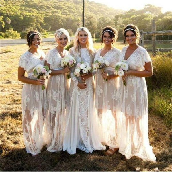 lace bridesmaid dresses long v neck short sleeves plus size wedding guest dresses personalized party gowns, White;pink
lace bridesmaid dresses long v neck short sleeves plus size wedding guest dresses personalized party gowns, White;pink