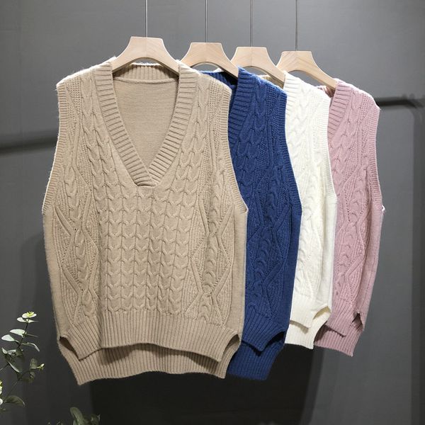solid color v-neck sleeveless wild short short long knit vest female autumn and winter new loose lazy wool vest a014, White;black
solid color v-neck sleeveless wild short short long knit vest female autumn and winter new loose lazy wool vest a014, White;black