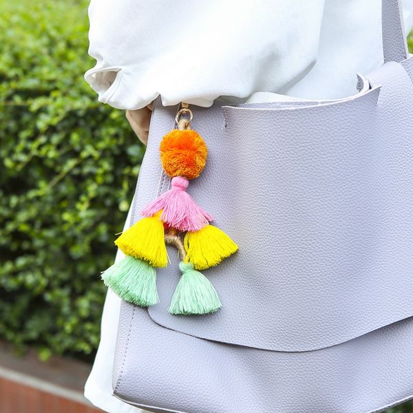 manilai bohemian handmade tassel bag pendant key chains for women fashion charm multicolor accessories pompom keychain jewelry, Silver
manilai bohemian handmade tassel bag pendant key chains for women fashion charm multicolor accessories pompom keychain jewelry, Silver