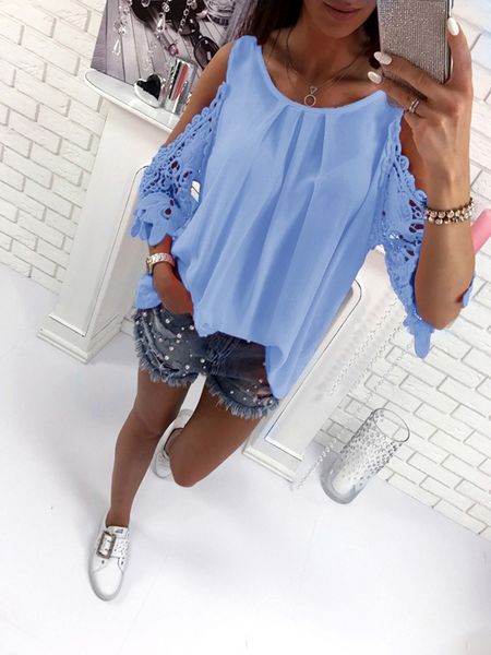 women's clothing wholesale autumn european and american women's clothing sling openwork sleeves leisure shirt blouse, White
women's clothing wholesale autumn european and american women's clothing sling openwork sleeves leisure shirt blouse, White