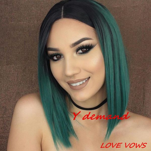 ombre straight hair glueless full short bob wigs 1b# green middle part perruque synthetic wig for black women
ombre straight hair glueless full short bob wigs 1b# green middle part perruque synthetic wig for black women