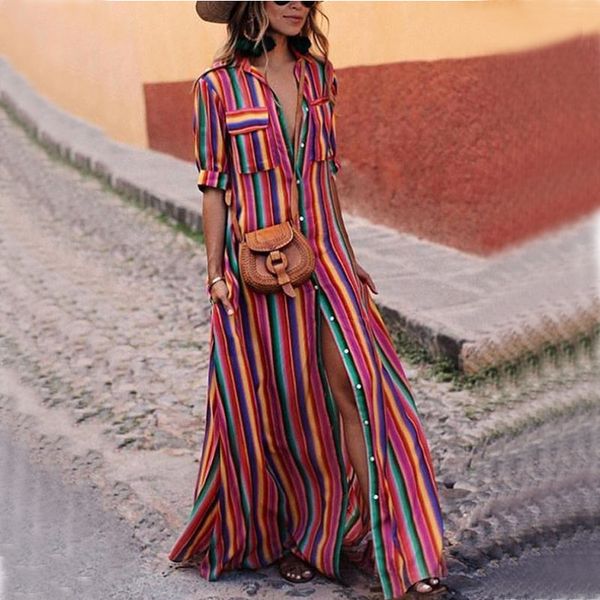 striped shirt long maxi dress women summer cotton colorful pocket long casual dress, White;black
striped shirt long maxi dress women summer cotton colorful pocket long casual dress, White;black