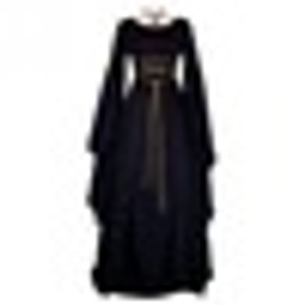 women gown halloween dress evening party long sleeve gothic medieval crew neck ladies party cosplay dress, Black;red
women gown halloween dress evening party long sleeve gothic medieval crew neck ladies party cosplay dress, Black;red