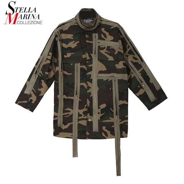 2018 korean style women oversized camouflage jacket coat with & pocket zippers stitched stand collar female casual jacket 3817, Black;brown
2018 korean style women oversized camouflage jacket coat with & pocket zippers stitched stand collar female casual jacket 3817, Black;brown