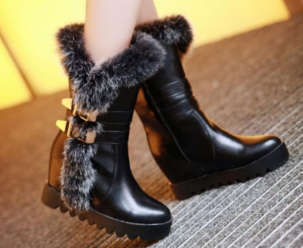 send 2018 winter new style korean martin boots slope heel waterproof table women's middle boots, Black
send 2018 winter new style korean martin boots slope heel waterproof table women's middle boots, Black