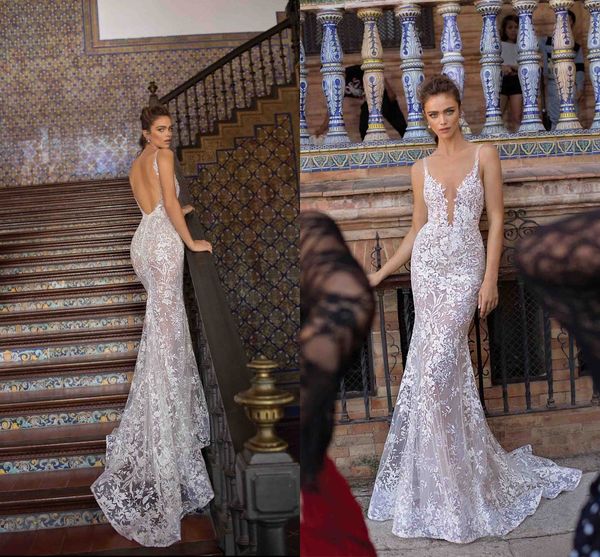 2019 berta full lace mermaid wedding dresses plunging v neck backless illusion bodices wedding bridal gowns fashion new wedding gowns, White
2019 berta full lace mermaid wedding dresses plunging v neck backless illusion bodices wedding bridal gowns fashion new wedding gowns, White