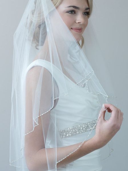 new arrival white ivory champagne wedding veil fingertip length two layer bridal veil beaded edge with comb sg09, Black
new arrival white ivory champagne wedding veil fingertip length two layer bridal veil beaded edge with comb sg09, Black