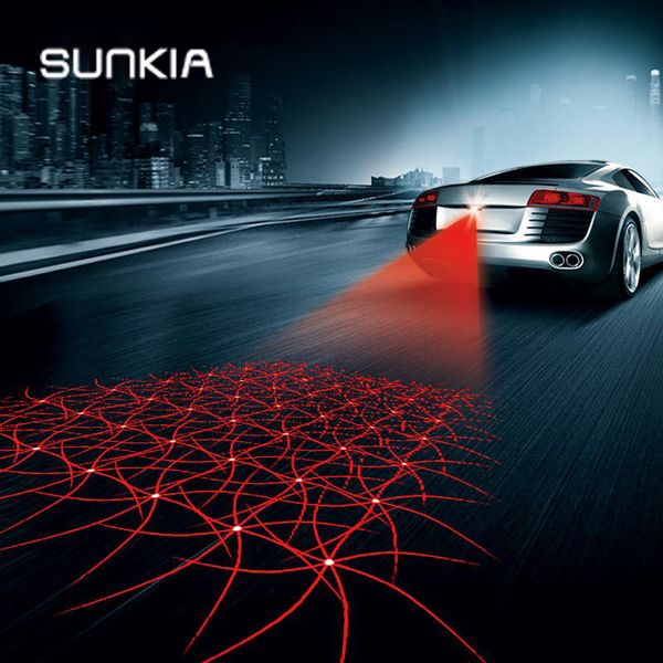 

SUNKIA New Paern Anti Collision Rear-end Car Laser Tail Fog Light Auto Brake Parking Lamp Rearing Warning Light Car Styling