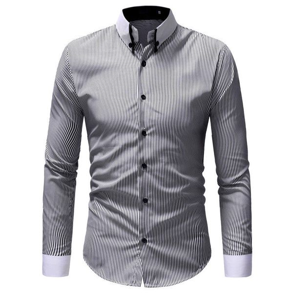 new classic stripe fashion lapel large size casual style slim fit long sleeve men's shirt, White;black
new classic stripe fashion lapel large size casual style slim fit long sleeve men's shirt, White;black