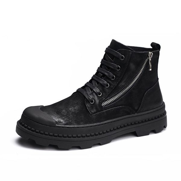 men's leather boots shoes retro winter high tide men's round thick nubuck leather shoes sleeve youth martin boots, Black
men's leather boots shoes retro winter high tide men's round thick nubuck leather shoes sleeve youth martin boots, Black
