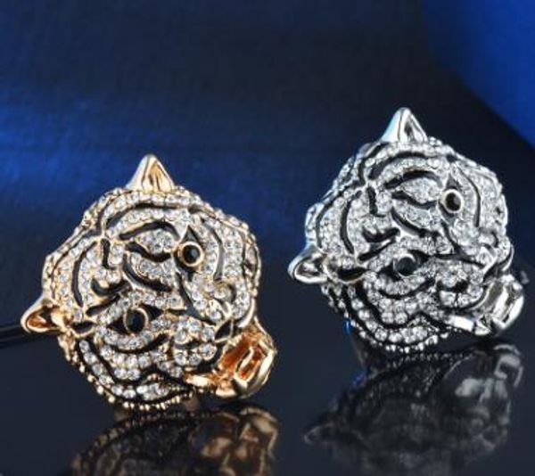 european and american jewelry wholesale leopard men's diamond ring fashion high-end ring, Silver