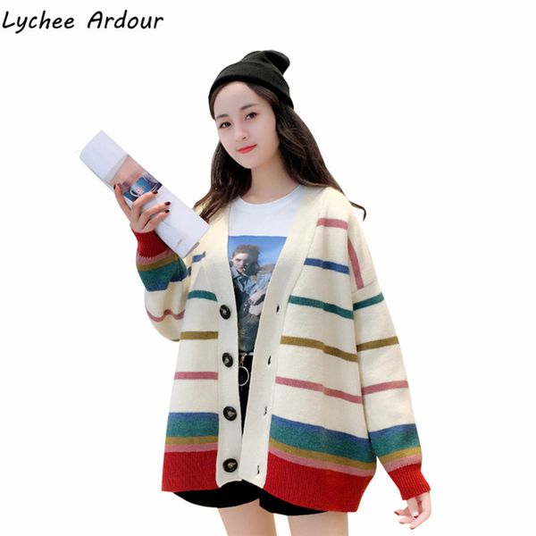 lychee ardour color stripe cardigan female long sleeve v-neck single-breasted sweater spring autumn striped sweet women sweaters, White;black
lychee ardour color stripe cardigan female long sleeve v-neck single-breasted sweater spring autumn striped sweet women sweaters, White;black