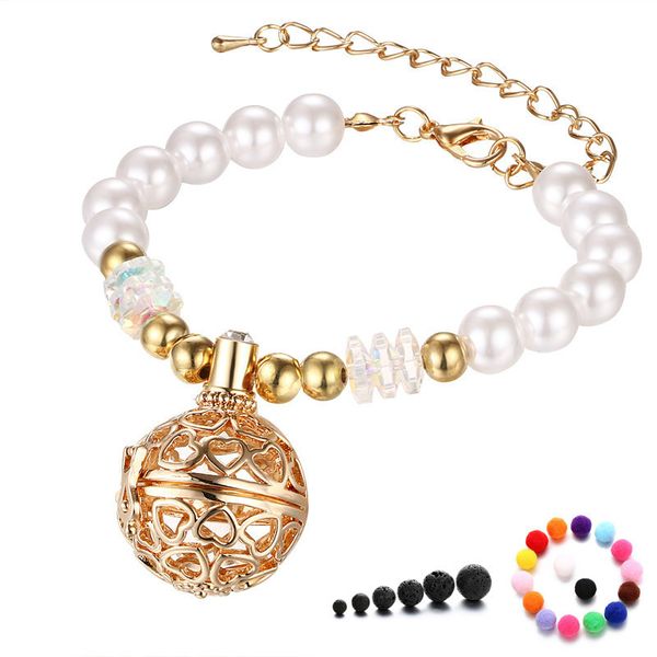 aromatherapy diffuser locket bracelet women pearl charm bracelet with black rock stone essential oil diffuser jewelry, Golden;silver
aromatherapy diffuser locket bracelet women pearl charm bracelet with black rock stone essential oil diffuser jewelry, Golden;silver