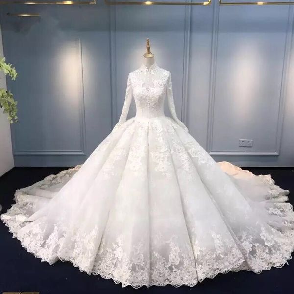 muslim long sleeve wedding dresses high collar puffy skirt pretty lace and tulle islamic bridal gowns custom made, White
muslim long sleeve wedding dresses high collar puffy skirt pretty lace and tulle islamic bridal gowns custom made, White