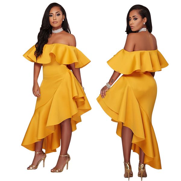 Wholesale 2018 New Style Boat Neck Lotus Leaf Designer Dress Sexy Wrapped In Chest Casual Dresses High Waist Solid Color Women Clothes
Wholesale 2018 New Style Boat Neck Lotus Leaf Designer Dress Sexy Wrapped In Chest Casual Dresses High Waist Solid Color Women Clothes