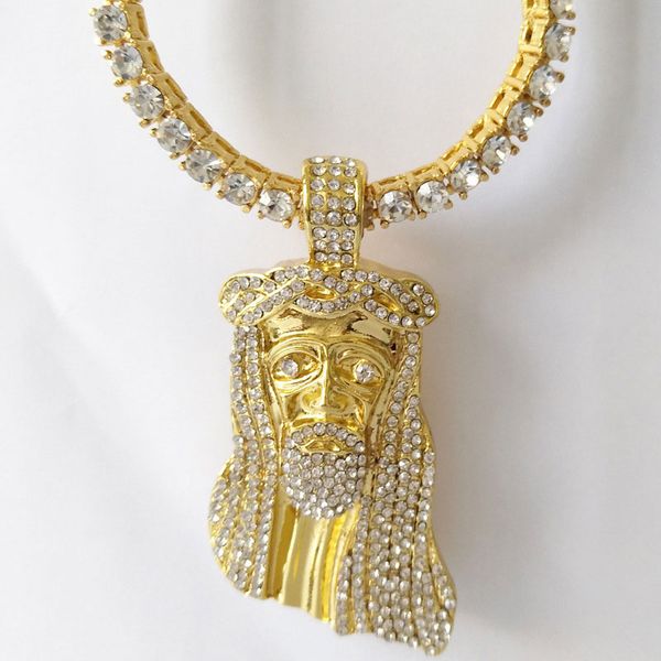 mens bling iced out jesus head pendant necklace gold plated hip hop rhinestones crystal cuban link chain jewelry, Silver
mens bling iced out jesus head pendant necklace gold plated hip hop rhinestones crystal cuban link chain jewelry, Silver