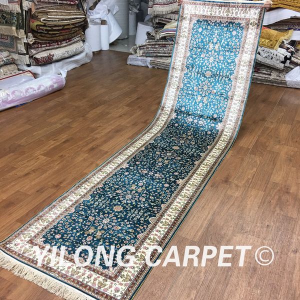 yilong 2.5'x10' silk oriental rugs runners blue handknotted handmade persian rug runner (h001a2.5x10
yilong 2.5'x10' silk oriental rugs runners blue handknotted handmade persian rug runner (h001a2.5x10
