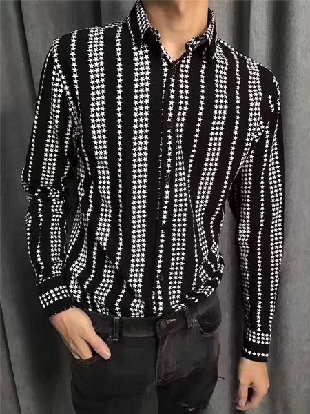 3xl 2018 new men's clothing gd hair stylist fashion striped print shirt long sleeve shirt plus size costumes, White;black
3xl 2018 new men's clothing gd hair stylist fashion striped print shirt long sleeve shirt plus size costumes, White;black