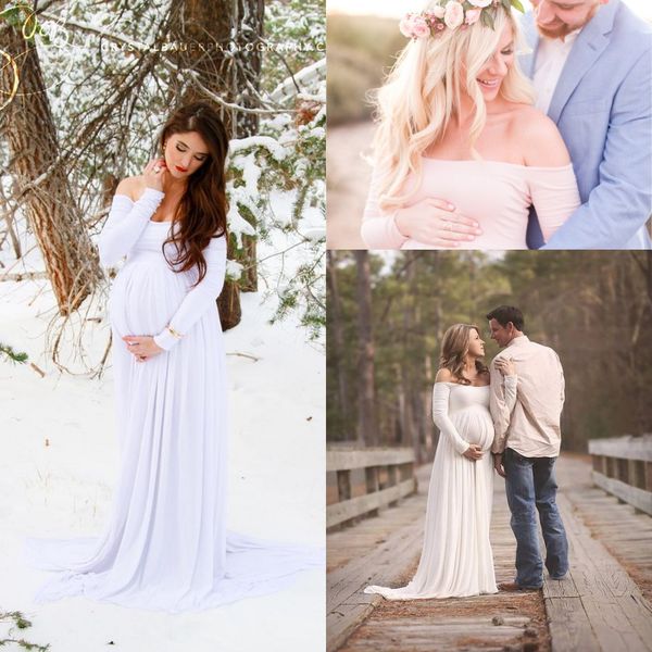 fall 2018 new pattern maternity pregnant wedding dresses elegant off shoulder long sleeves empire waist a line chiffon country bridal gowns, White
fall 2018 new pattern maternity pregnant wedding dresses elegant off shoulder long sleeves empire waist a line chiffon country bridal gowns, White