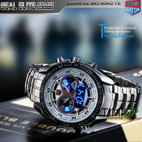tvg trendy men's sport clock fashion blue binary led pointer watch mens diving watches waterproof, Slivery;brown
tvg trendy men's sport clock fashion blue binary led pointer watch mens diving watches waterproof, Slivery;brown