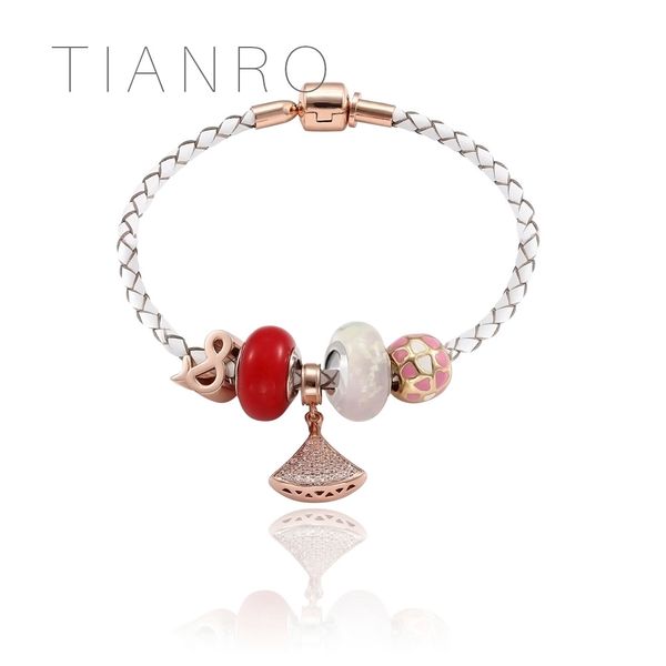 tianro white leather cord lady rose gold beaded bracelet simple connection symbol accessory charm bracelets, Black
tianro white leather cord lady rose gold beaded bracelet simple connection symbol accessory charm bracelets, Black