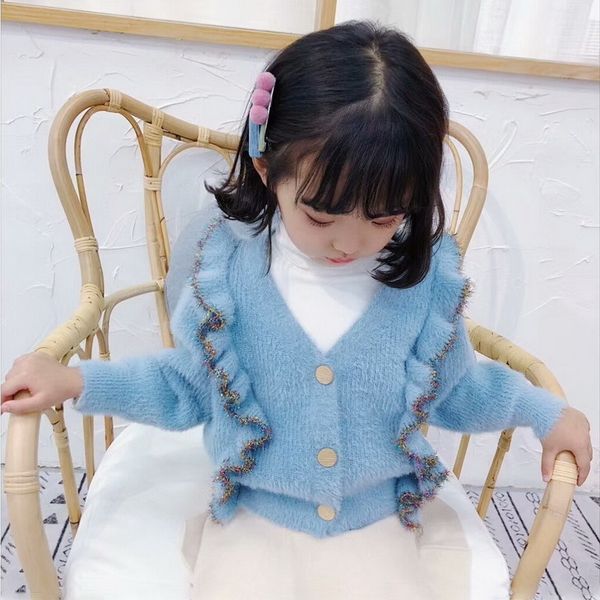 baby girl sweater autumn winter new korean wooden ear imitation desgin velvet knit children v-neck cute sweater cardigans, Blue
baby girl sweater autumn winter new korean wooden ear imitation desgin velvet knit children v-neck cute sweater cardigans, Blue