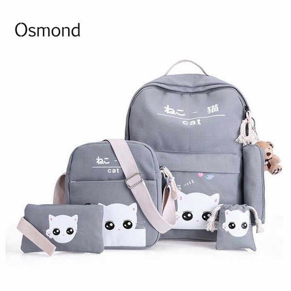 osmond 5 pcs/set women backpacks cute cat school bags for teenage girls printing canvas backpacks ladies shoulder bags
osmond 5 pcs/set women backpacks cute cat school bags for teenage girls printing canvas backpacks ladies shoulder bags