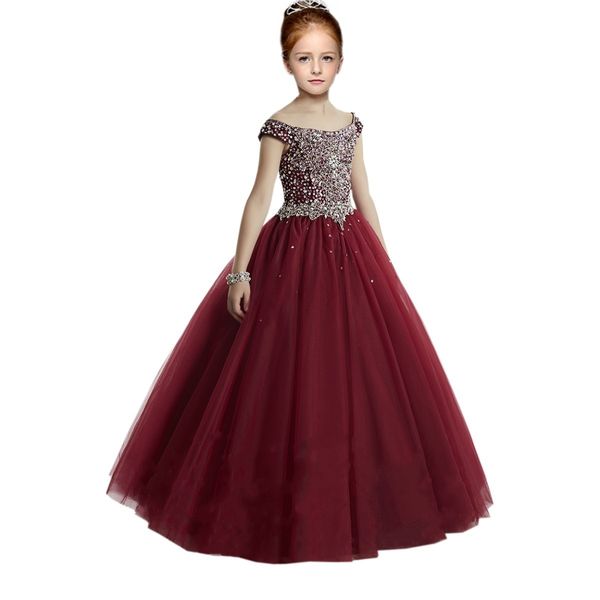 2021 fashion burgundy girls pageant dresses for prom evening party off the shoulder with short sleeves tulle embellished crystal sequin, White;red
2021 fashion burgundy girls pageant dresses for prom evening party off the shoulder with short sleeves tulle embellished crystal sequin, White;red