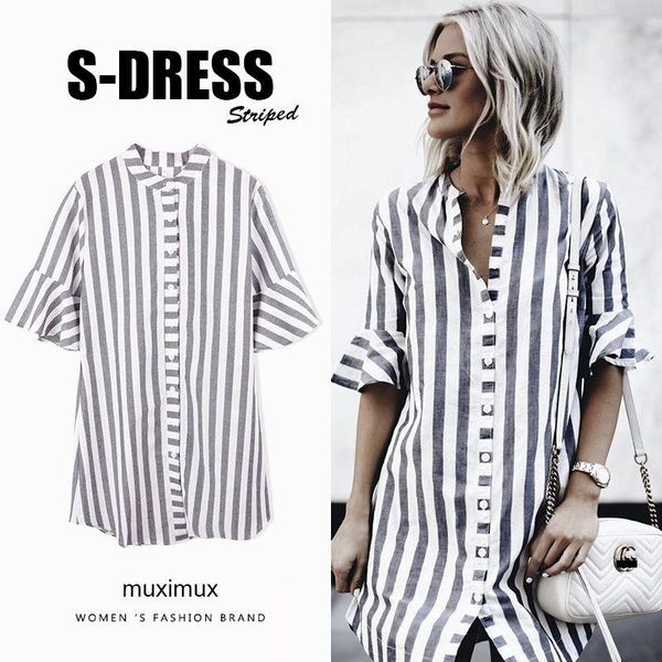 muximux 2019 summer women shirt dresses autumn boho casual butterfly sleeve striped midi dress shirt for women femme vestido, Black;gray
muximux 2019 summer women shirt dresses autumn boho casual butterfly sleeve striped midi dress shirt for women femme vestido, Black;gray