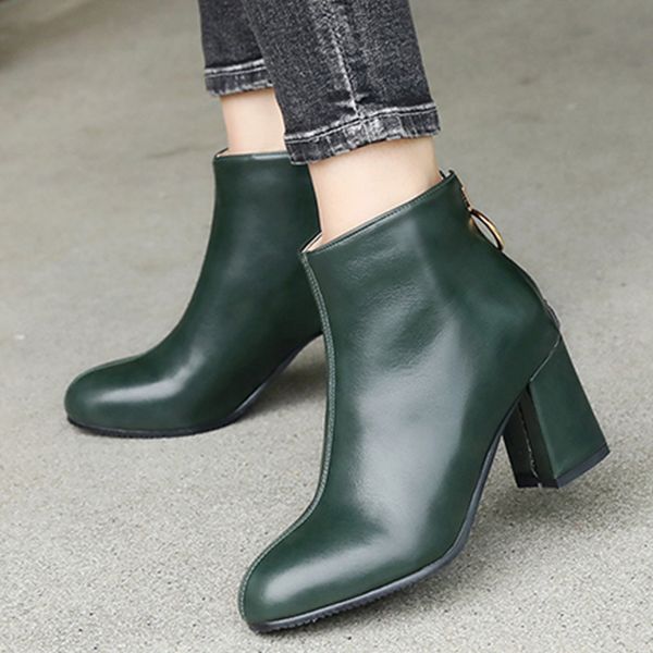 

s.romance 2018 women boots plus size 34-43 high square heels ankle boots office ladies pumps female shoes woman black sb119