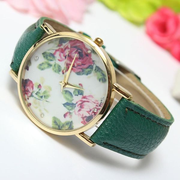 bracelet watch rose flower dial pu leather quartz woman jewelry gift wrist watch dark green, Slivery;brown
bracelet watch rose flower dial pu leather quartz woman jewelry gift wrist watch dark green, Slivery;brown