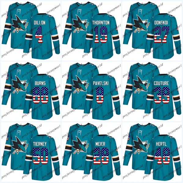 USA Flag Stitched San Jose Sharks 19 Joe Thornton 8 Joe Pavelski 88 Brent Burns 39 Logan Couture 4 Brenden Dillon Hockey jerseys
USA Flag Stitched San Jose Sharks 19 Joe Thornton 8 Joe Pavelski 88 Brent Burns 39 Logan Couture 4 Brenden Dillon Hockey jerseys