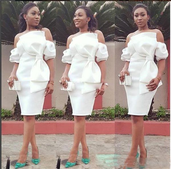 2018 Off Shoulder African Prom Dresses Sheath little black dress Satin Big Bow Cocktail Party Dress Knee Length Short Formal Evening wear
2018 Off Shoulder African Prom Dresses Sheath little black dress Satin Big Bow Cocktail Party Dress Knee Length Short Formal Evening wear