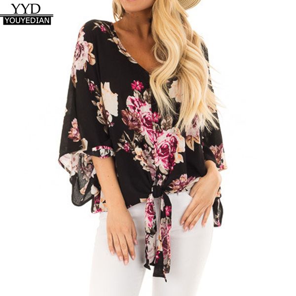 summer for womens and blouses 2018chiffon elegant floral print front tie tunic batwing sleeve shirt woman clothes, White
summer for womens and blouses 2018chiffon elegant floral print front tie tunic batwing sleeve shirt woman clothes, White