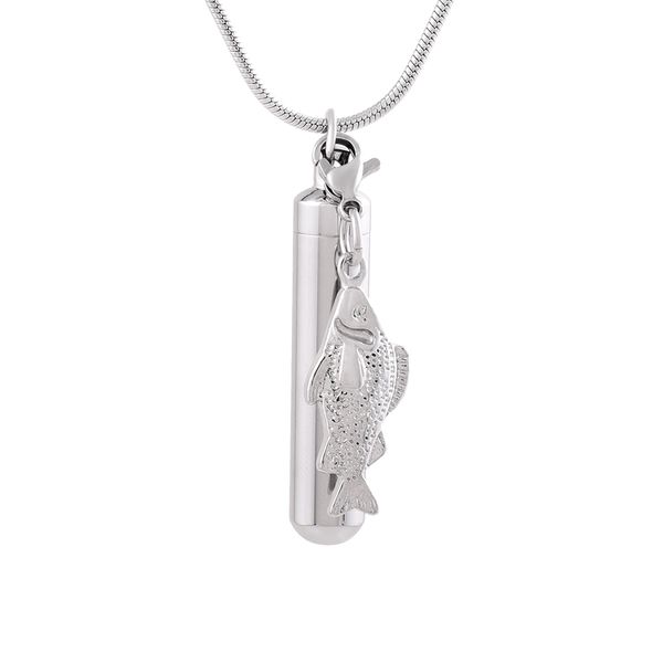 ijd9864 stainless steel polish cylinder with fish accessories cremation memorial pendant for ash urn keepsake souvenir jewelry for men, Silver
ijd9864 stainless steel polish cylinder with fish accessories cremation memorial pendant for ash urn keepsake souvenir jewelry for men, Silver
