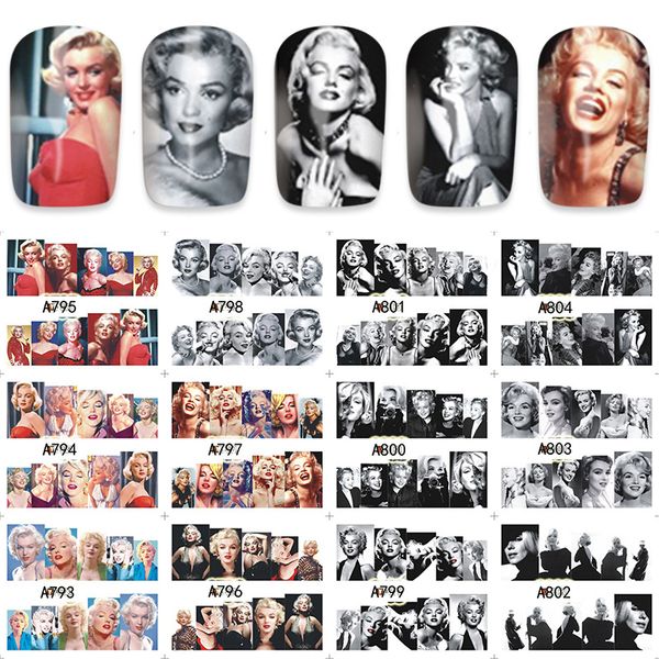 12 designs in 1 set nail art star ps marilyn monroe audrey hepburn nail sticker water transfer stickers manicure decal diy, Black
12 designs in 1 set nail art star ps marilyn monroe audrey hepburn nail sticker water transfer stickers manicure decal diy, Black