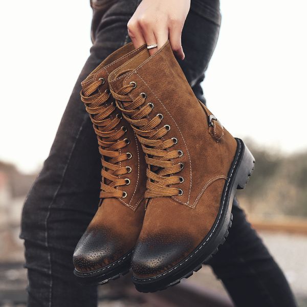 autumn and winter men's high-end british leather boots retro long tube martin boots trend wild anti-skid tooling shoes, Black
autumn and winter men's high-end british leather boots retro long tube martin boots trend wild anti-skid tooling shoes, Black