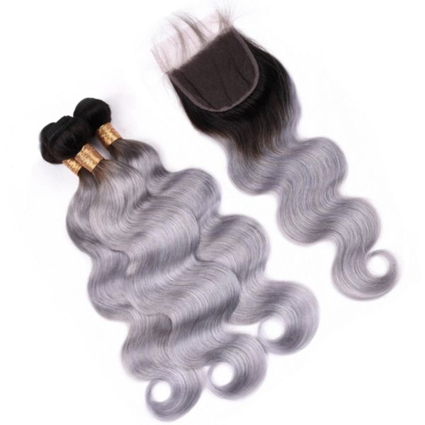 body wave 1b/grey ombre brazilian virgin human hair bundles with closure ombre silver grey hair weaves wefts with 4x4 lace front closure, Black;brown
body wave 1b/grey ombre brazilian virgin human hair bundles with closure ombre silver grey hair weaves wefts with 4x4 lace front closure, Black;brown