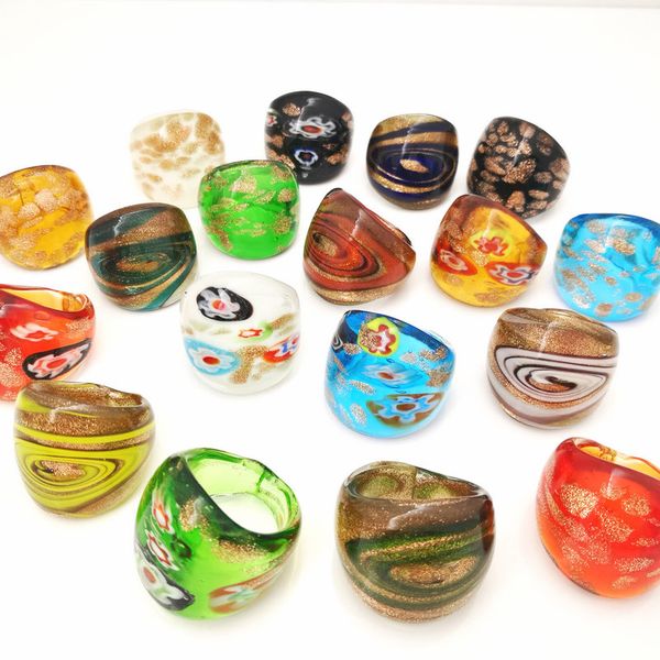 18 pcs randomly mixed with coloured glaze rings murano gold foil color ring more 17-19 mm, Silver
18 pcs randomly mixed with coloured glaze rings murano gold foil color ring more 17-19 mm, Silver