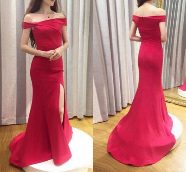 2018 red bateau neck high splits mermaid prom dress pleats off shoulder sleeveless long evening dresses custom made vestidos de fiesta, Black
2018 red bateau neck high splits mermaid prom dress pleats off shoulder sleeveless long evening dresses custom made vestidos de fiesta, Black