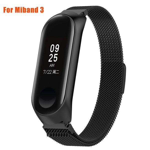 

new milanese loop band stainless steel for miband 3 xiaomi wristband strap meatal bracelet replace wristbands for mi band 3