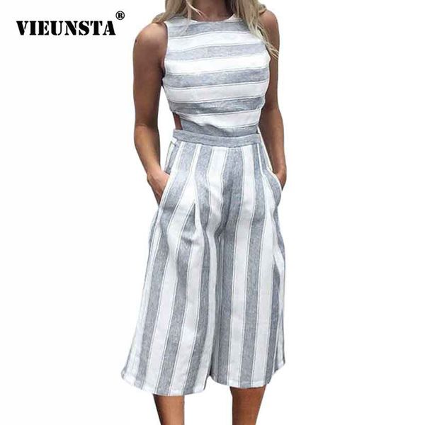 vieunsta elegant jumpsuits women sleeveless striped jumpsuit casual loose trousers wide leg pants female streetwear rompers, Black;white
vieunsta elegant jumpsuits women sleeveless striped jumpsuit casual loose trousers wide leg pants female streetwear rompers, Black;white