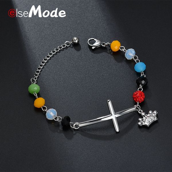 elsemode ethnic crown cross christian handmade chain bracelets&bangles cubic zirconia stainless women gifts jewelry accessories, Black
elsemode ethnic crown cross christian handmade chain bracelets&bangles cubic zirconia stainless women gifts jewelry accessories, Black