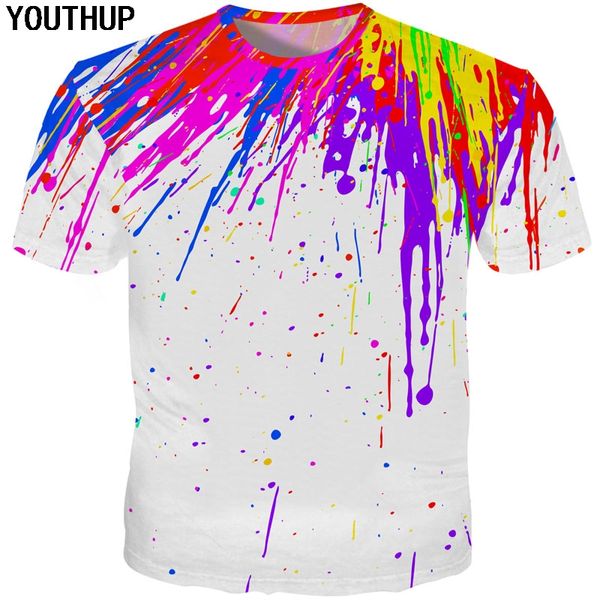 

youthup 2018 3d t shirt for men/women splatter paint print funny men t shirt colorful tees casual summer streetwear, White;black