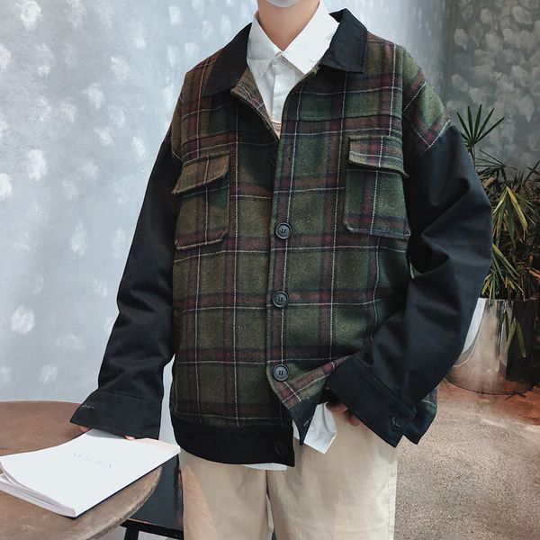 2018 autumn winter male fashion tide lattice spelling pattern lapel loose casual blackish green/khaki color jackets coats m-2xl, Black;brown
2018 autumn winter male fashion tide lattice spelling pattern lapel loose casual blackish green/khaki color jackets coats m-2xl, Black;brown