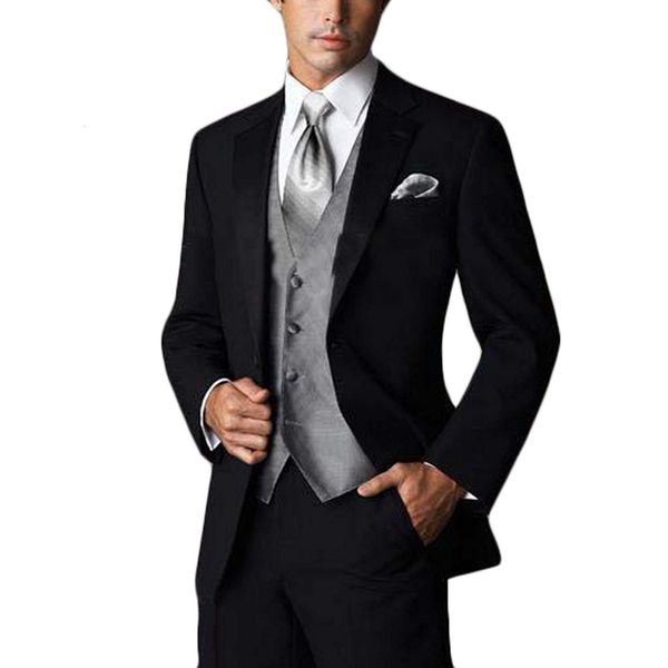 black 3 pieces men suits slim fit wedding blazer custom prom terno masculino new formal wedding suit grey vest pants set, White;black
black 3 pieces men suits slim fit wedding blazer custom prom terno masculino new formal wedding suit grey vest pants set, White;black