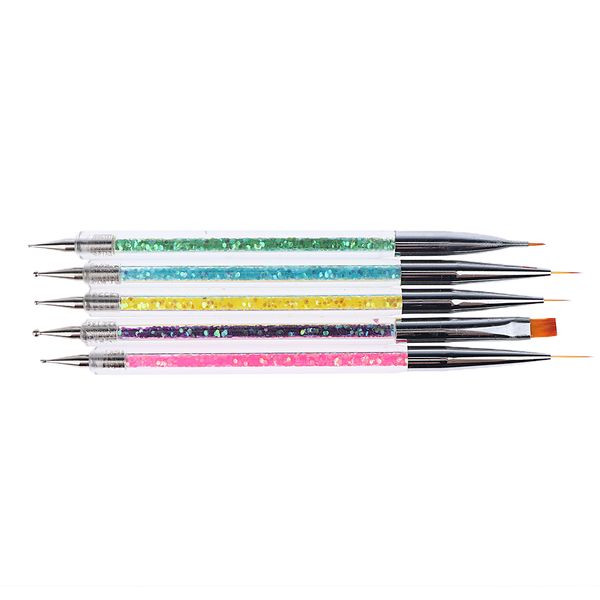 5pc/set nail art two head brush pen acrylic sequins handle uv gel polish drawing, Silver;gold
5pc/set nail art two head brush pen acrylic sequins handle uv gel polish drawing, Silver;gold
