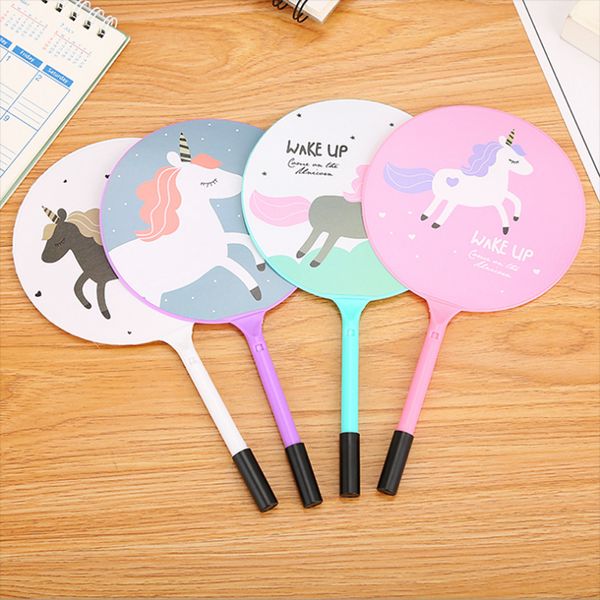 

2pcs cute kawaii creative cartoon unicorn ballpoint candy color fan ball pen office and school supplies stationery kids gifts, Blue;orange